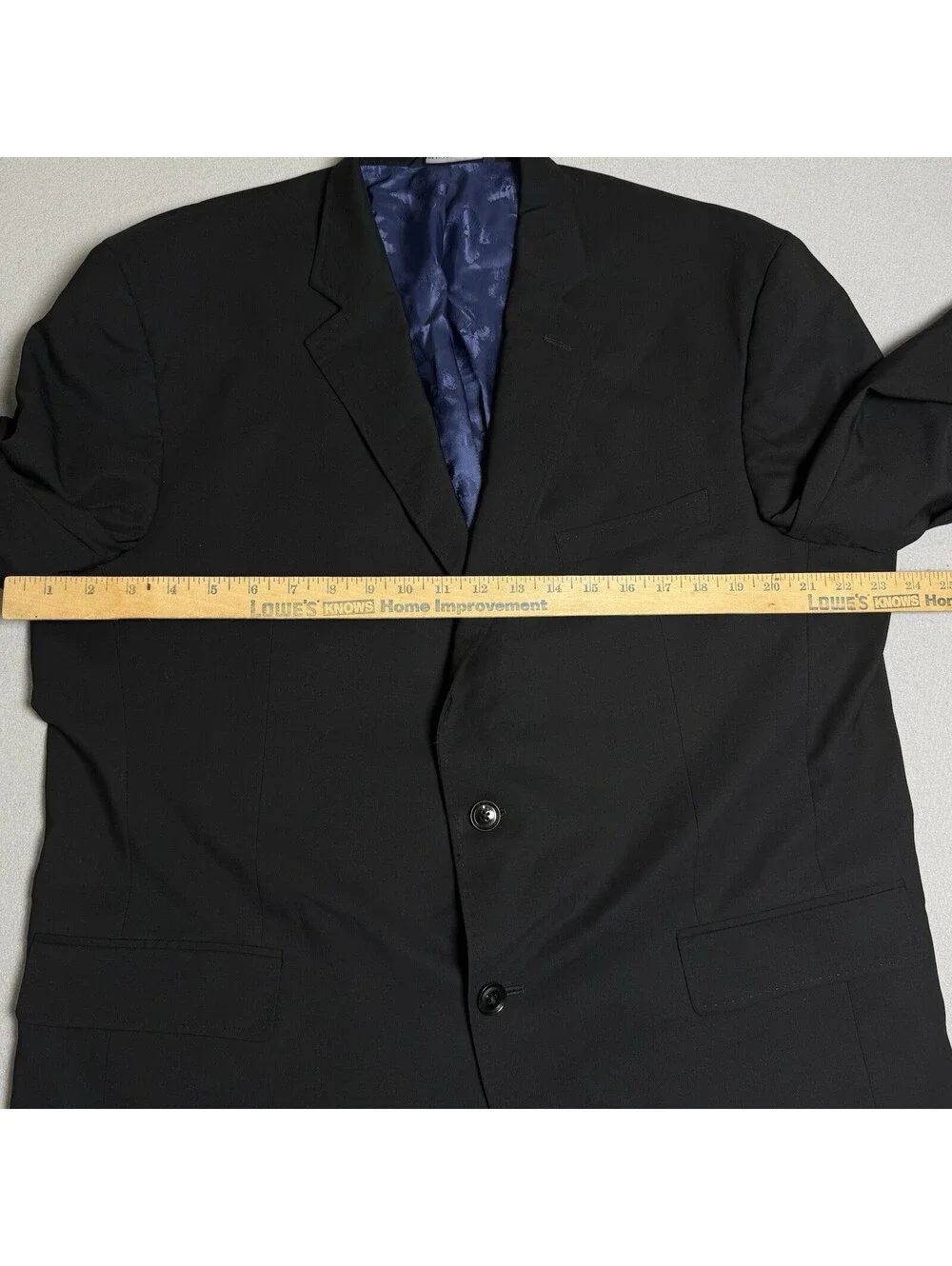 TED BAKER Suit Blazer 46 R Jacket CT 100% Wool Modern Coat Black Two Botton Blue